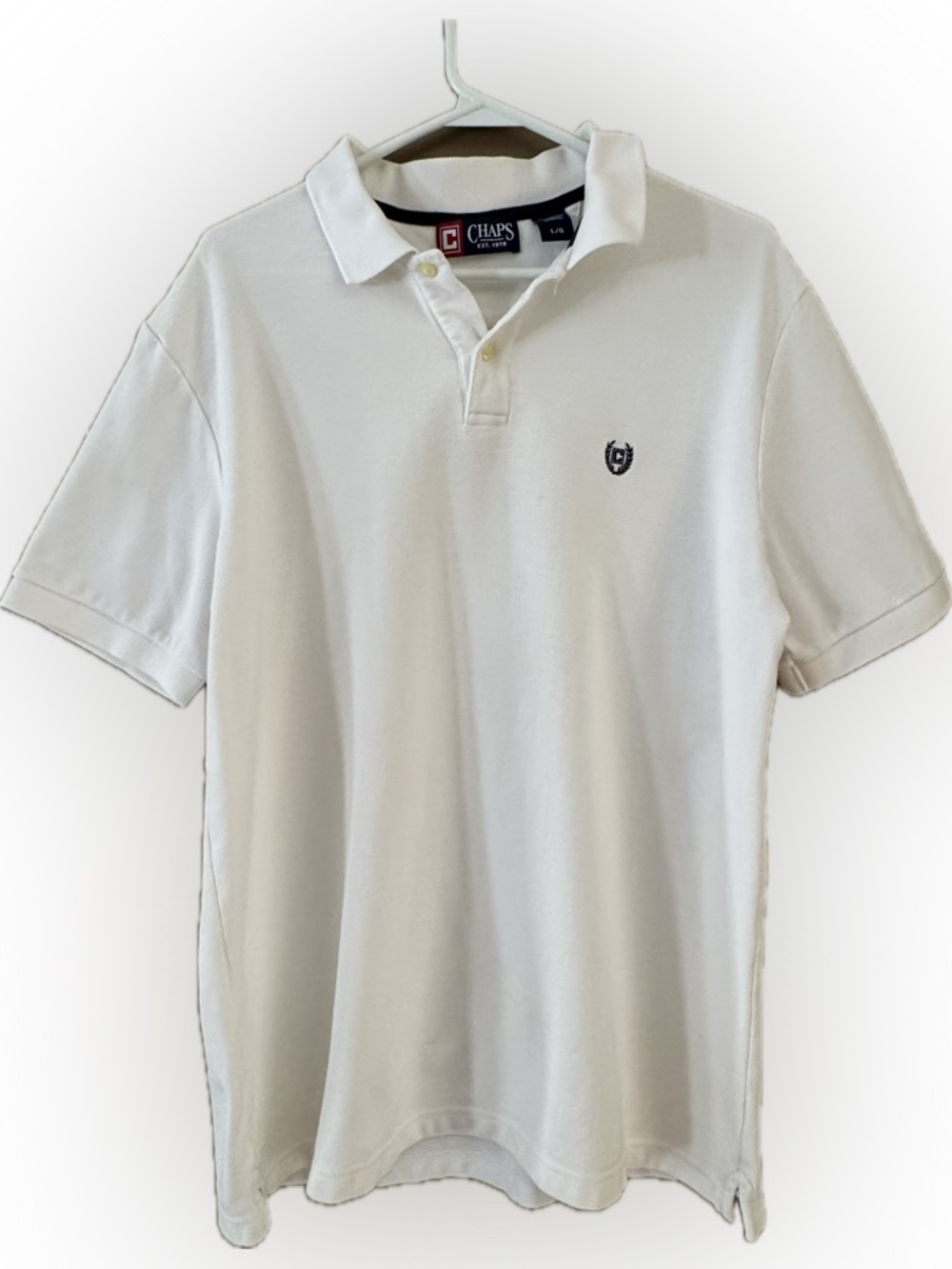 Chaps Men’s White Polo with Embroidered Crest